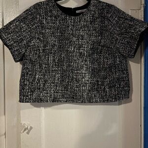 Abercrombie & Fitch Black and White Tweed Crop Top